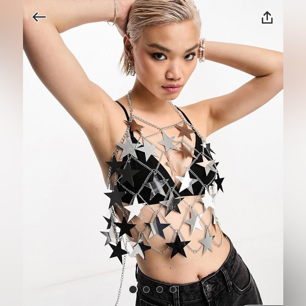 Beyonce Renaissance RWT ✨🪩 star disc top in silver - S/M Small / Medium 🐝
